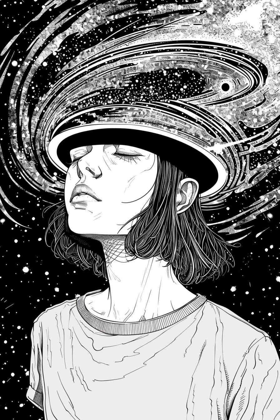 In the style of Apollonia Saintclair, a cosmic journey through wormholes