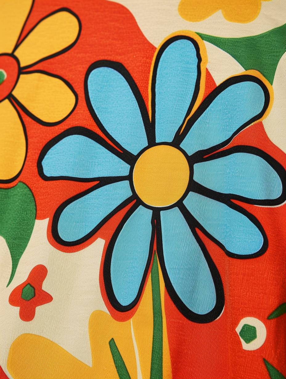 70s retro T-shirt design with flower pattern