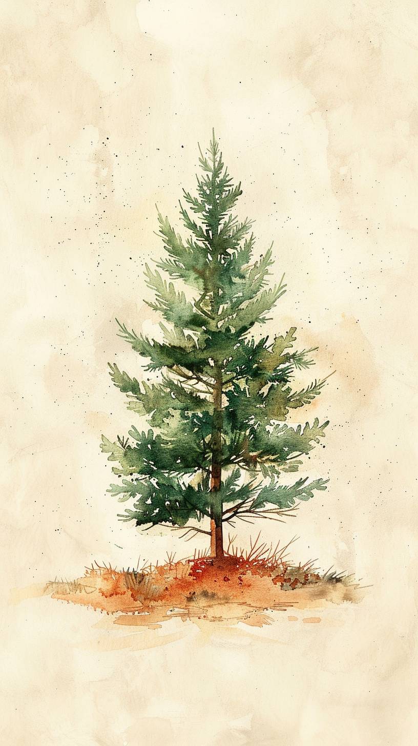 Watercolor drawing warm tan pine background minimalism style James Abbott McNeil Ustler--AR 9:16-- stylize 250-v 6.0