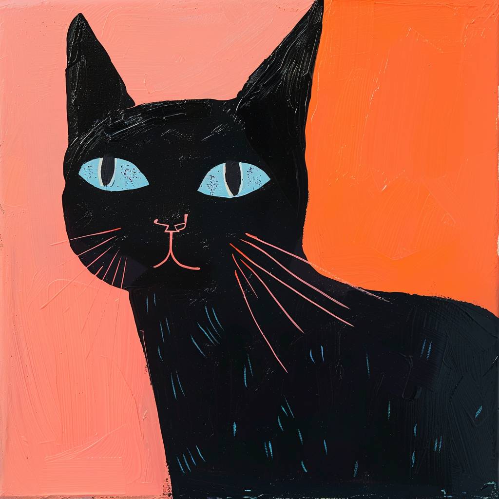 Feline animal painting in the style of Jean Jullien