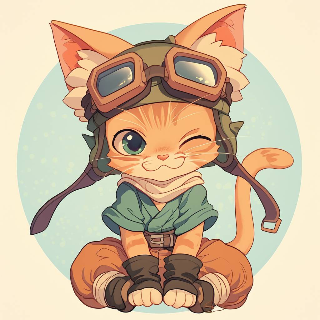 Cute Tekkonkinkreet cat in Chibi anime style