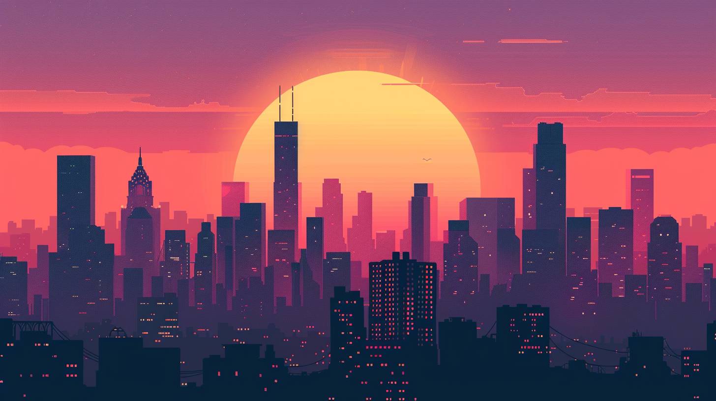 Illustration of a city skyline, GTA style