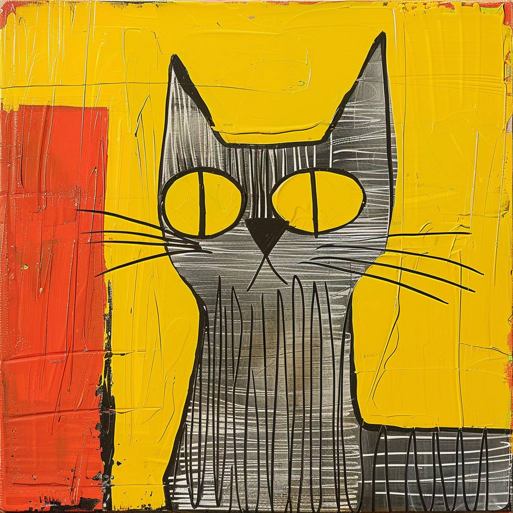 Jonathan Laskerスタイルで描かれた猫の絵