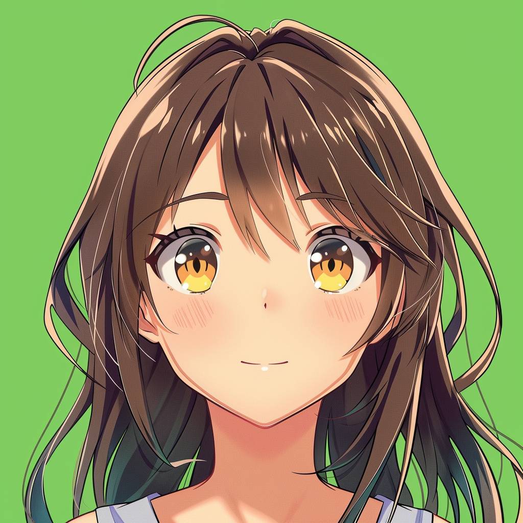 Cute Kawaii Anime Girl head shot, full face, cute happy expression, artist Miyama-Zero, Highschool DxD, High detail, detailed lines, green screen background, manga style