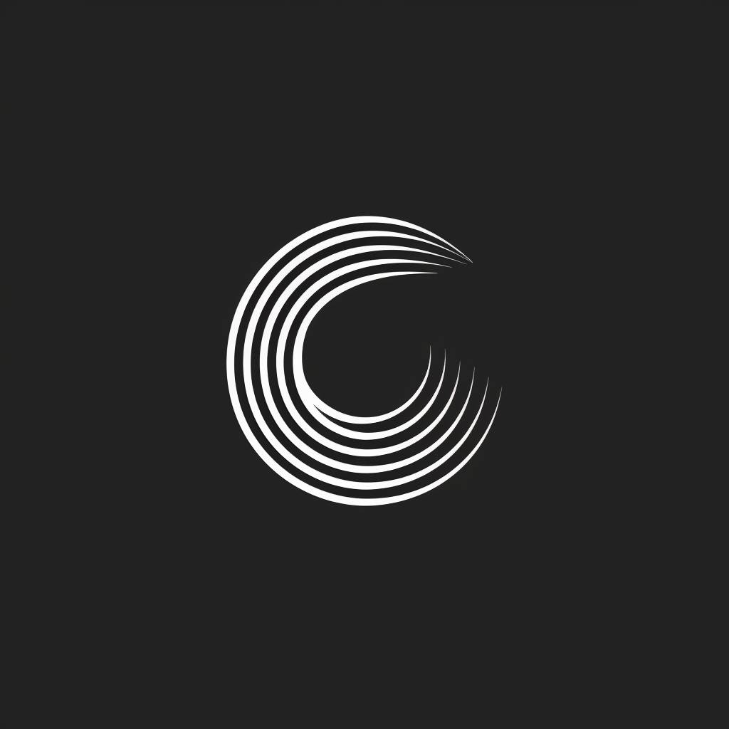 Letter C, simple vector logo line art, geometric