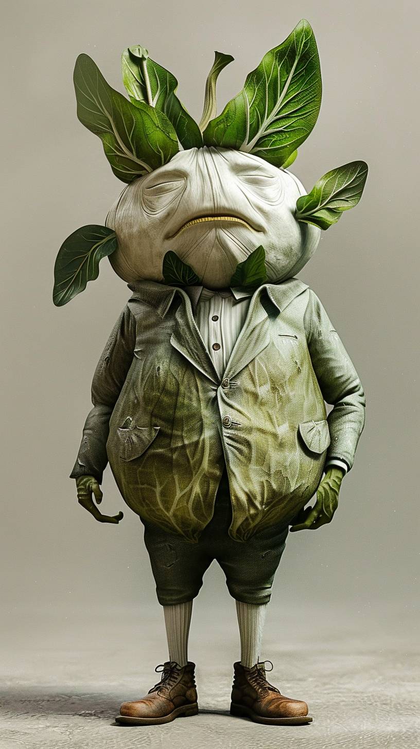 野菜の形をした、4Kの冨樫義博スタイルの素敵でクールなキャラクター