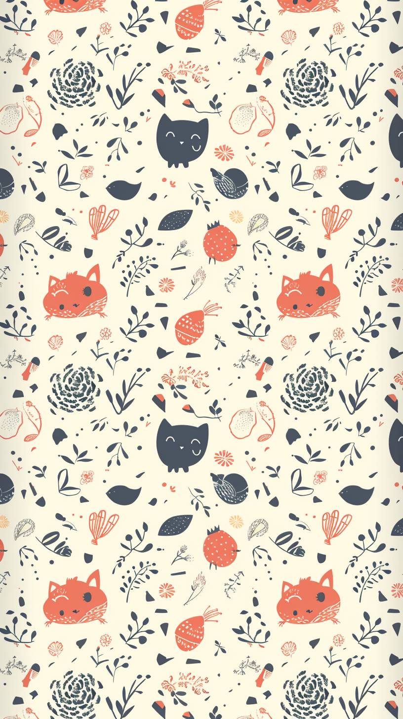 This is a background image, at the bottom of the pattern there is a cute simple drawing of a small animal.
