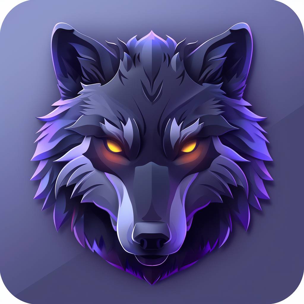 Wolf head, front view, application, clean UI icon app logo 3D
Esports logo