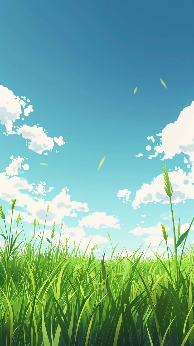 Outdoor lawn and clean sky, cartoon, 3D style