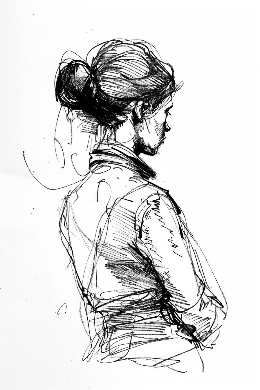 In the style of Clarence Gagnon, character, ink art, side view