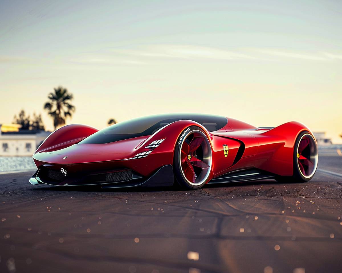 Futuristic Ferrari Concept Car, Future technology, Modified Prototype with revolutionary concept, Magazine Photography