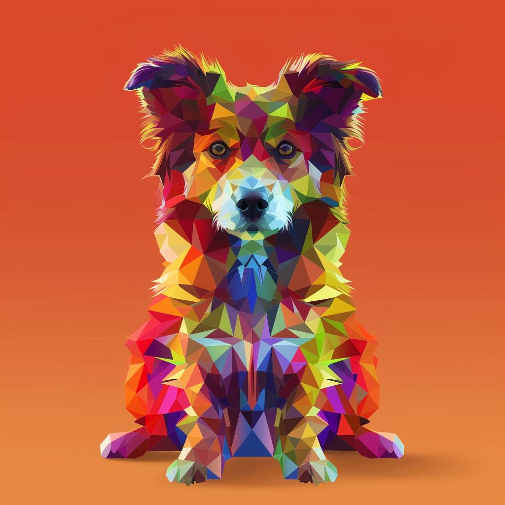 A cute dog, geometric gradient