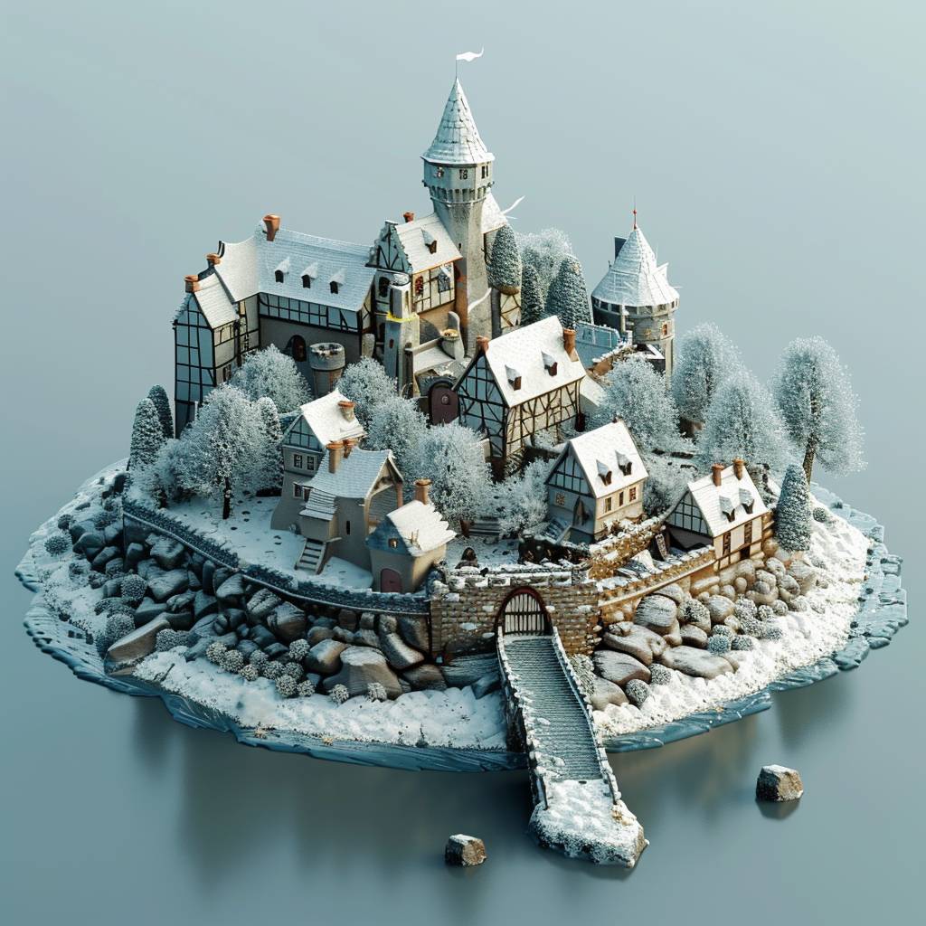 Cute isometric island, Winterfell from Game of Thrones, made with Blender 3D