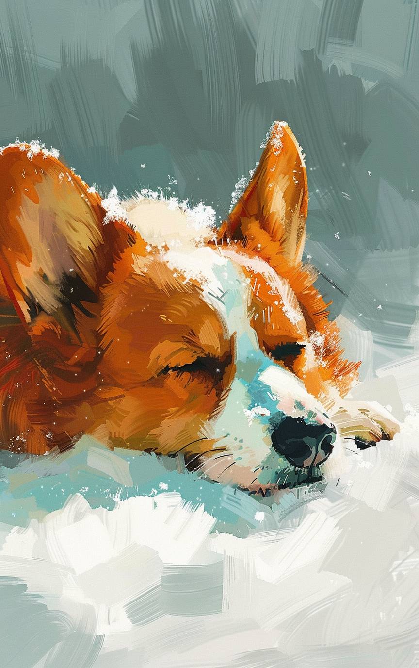 Illustrated image of a corgi dog feeling cold