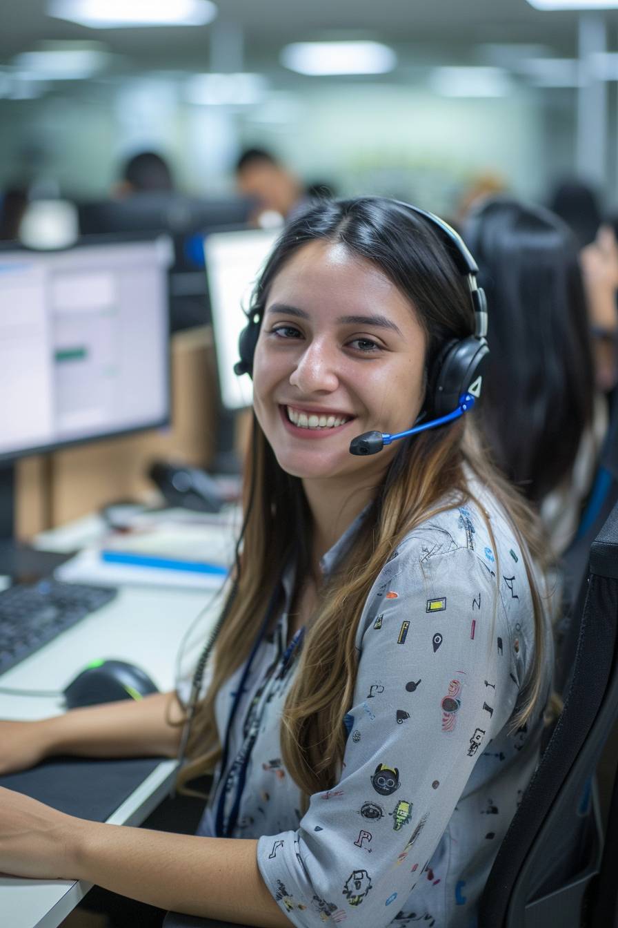 南アメリカ向けのFacebook広告、コールセンターで働く微笑みのオペレーターを紹介
