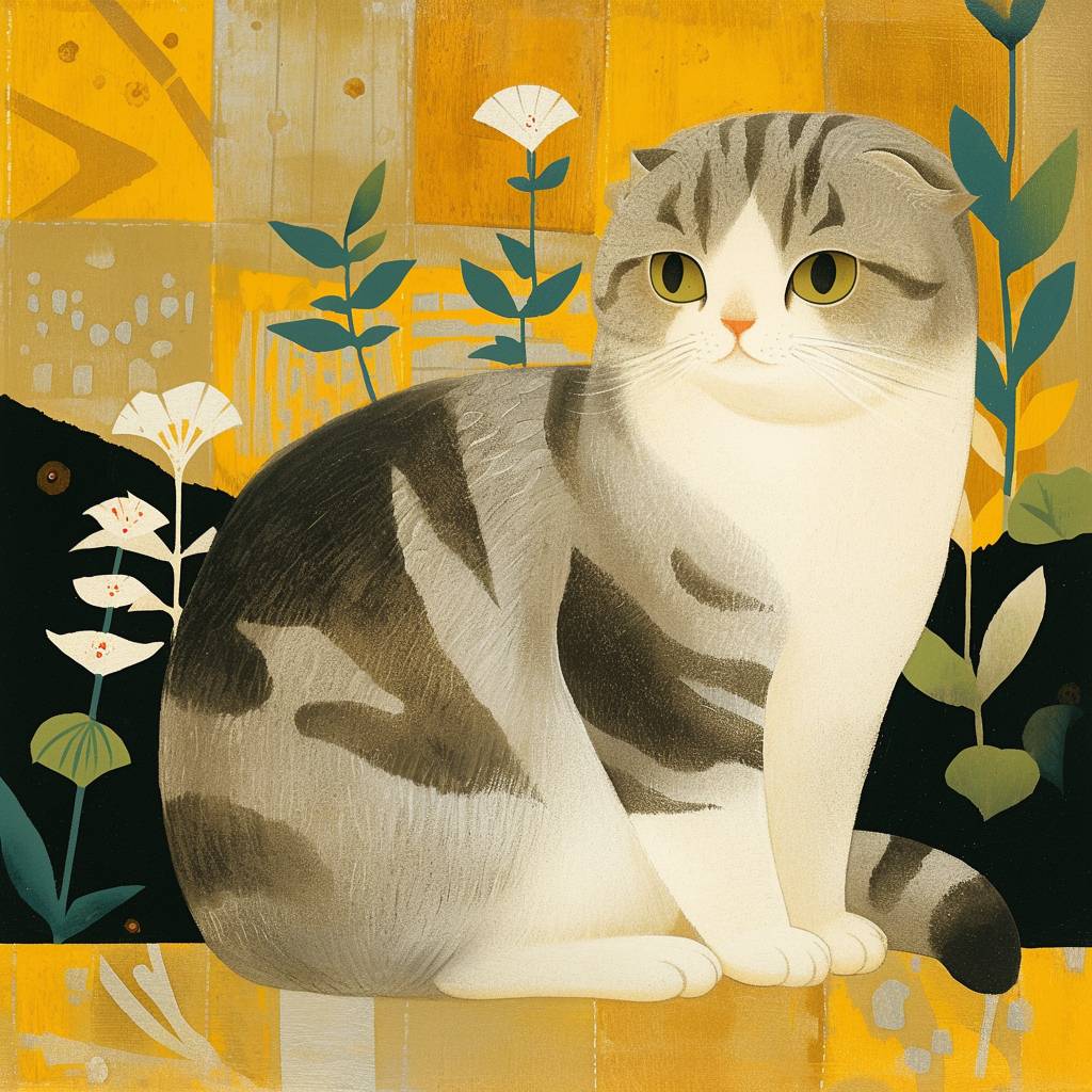 메리 페든의 그림은 스코티시 폴드 고양이를 그렸습니다