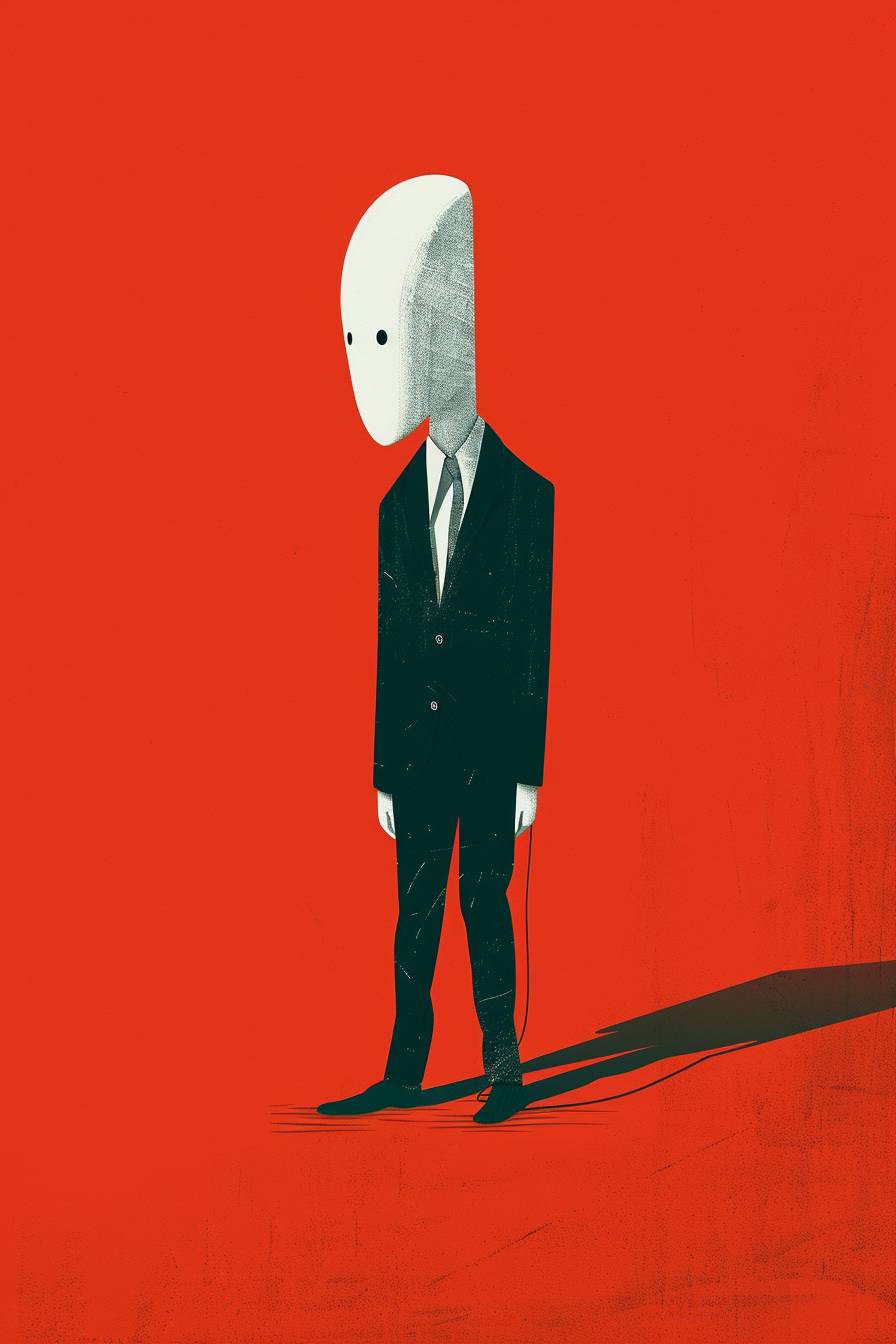 Illustration of a surreal character challenging our perfection-oriented society, celebrating the transformative power of making mistakes, by Peter Mendelsund