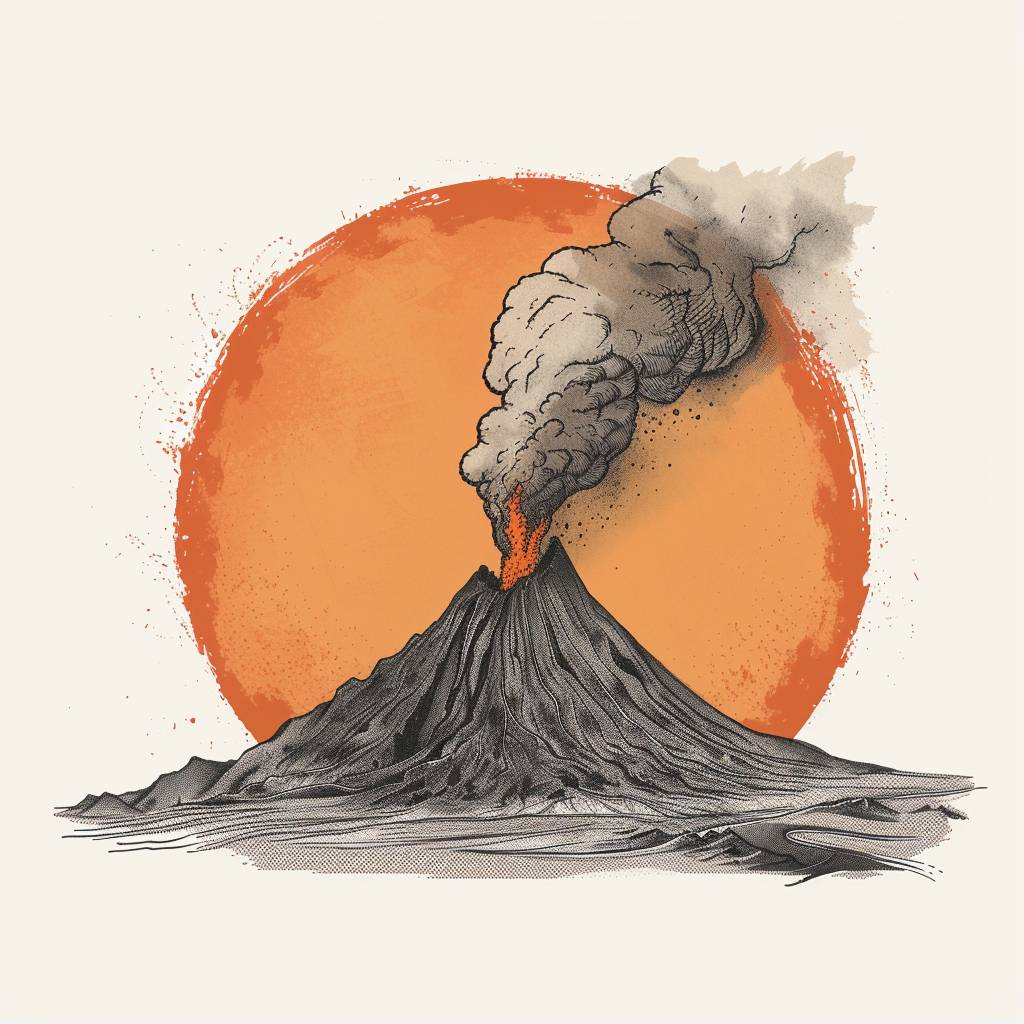 フラットイメージ、火山の絵