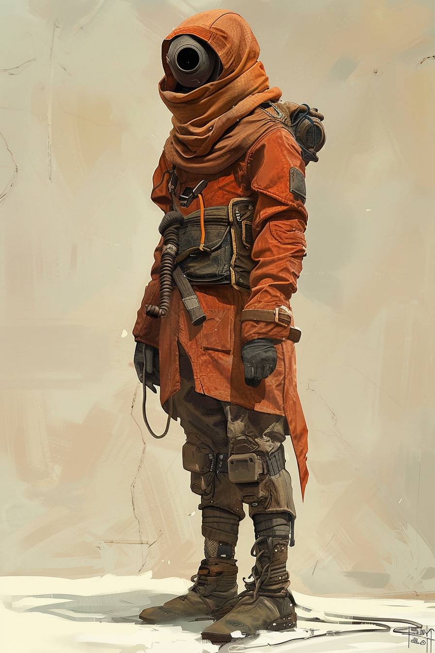 In the style of Dan McPharlin, character concept design, half body