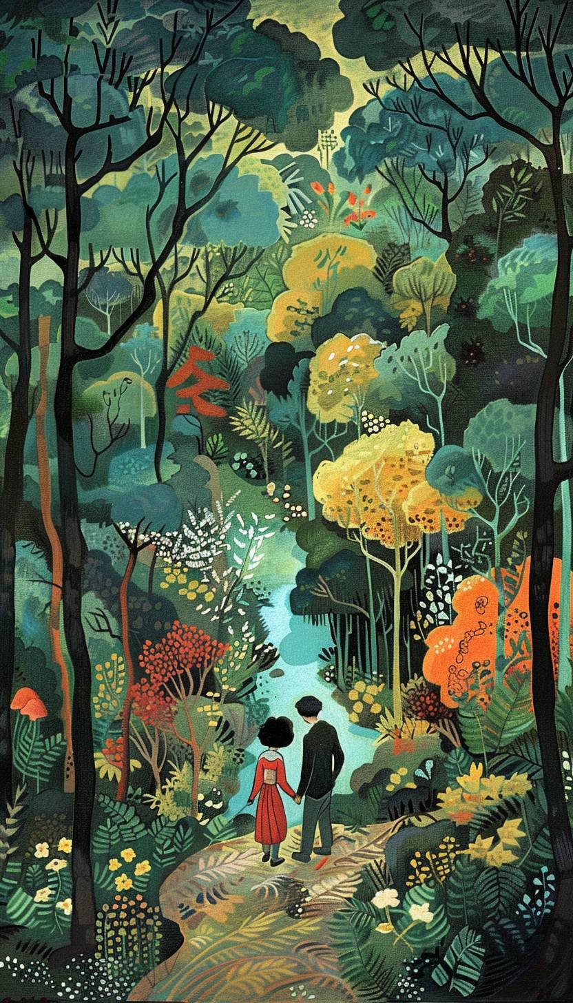 In the style of Hergé, enchanted painting brings scenes to life