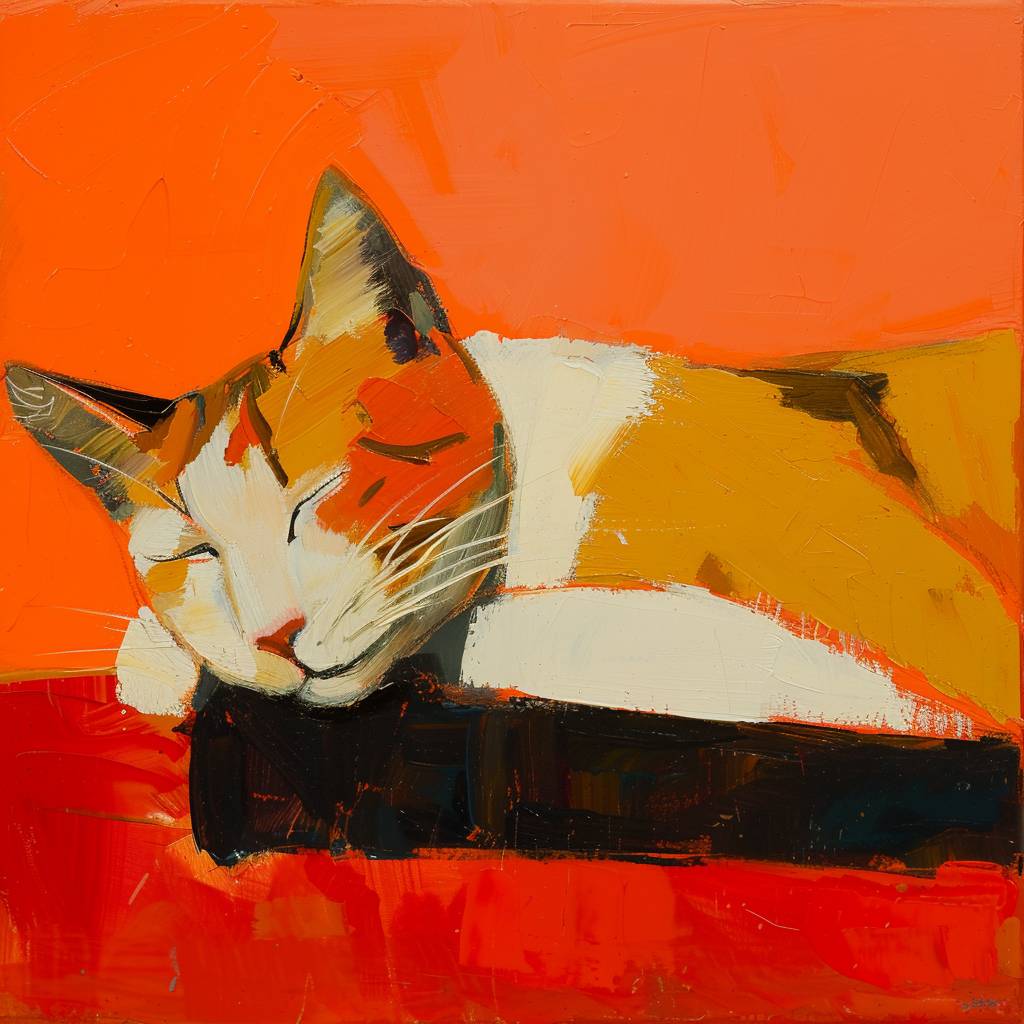 Feline animal painting in the style of Raimonds Staprans