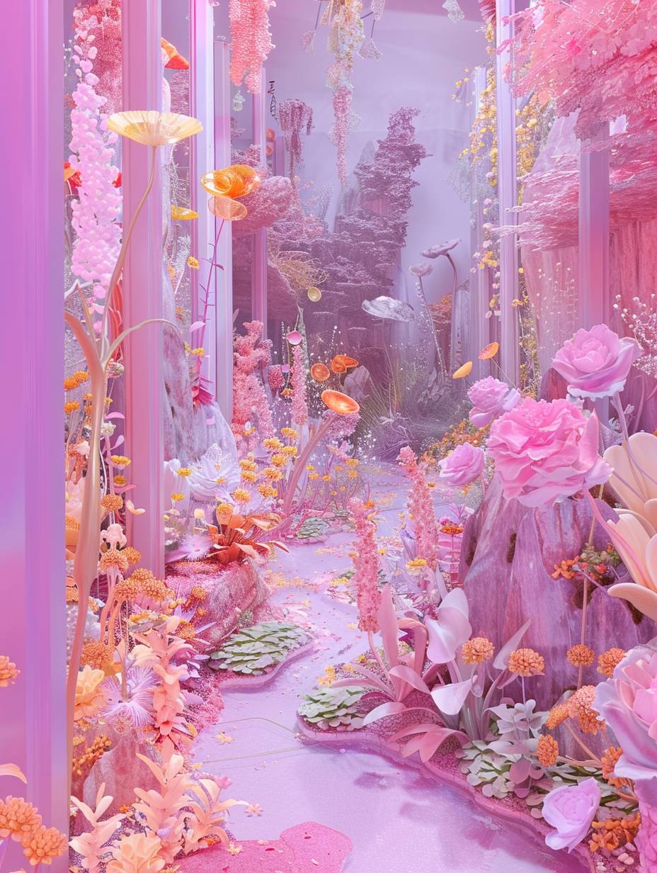 A supercalifragilisticexpialidocious surreal dreamscape in a pastel color palette, it is a database of recorded human experiences known as 'simstim', allowing users to experience the sensory perceptions of others.