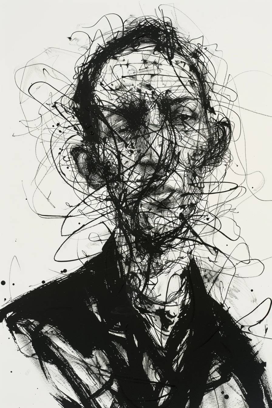 A man drawn with scribbles, white background, by Bill Watterson -- aspect ratio 2:3 -- version 6.0