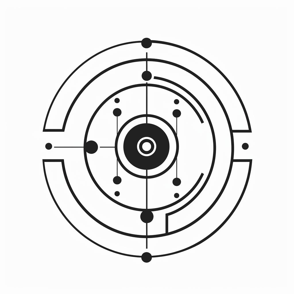 Modern, simple, circle logo, logo for LASER AREA, laser beam with electrons at the end of the beam, Optoelectronic engineering, Simple, flat, White background