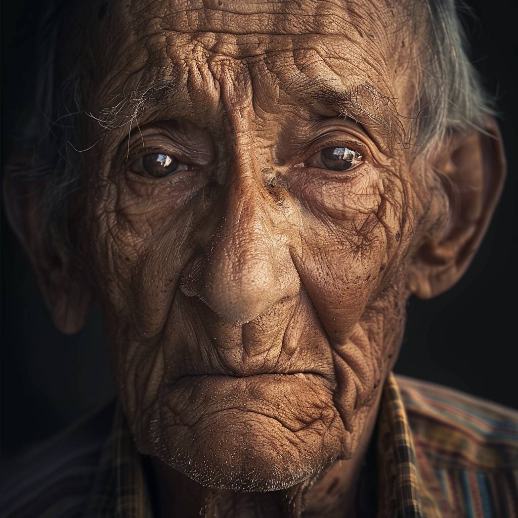 an elderly man with deep wrinkles