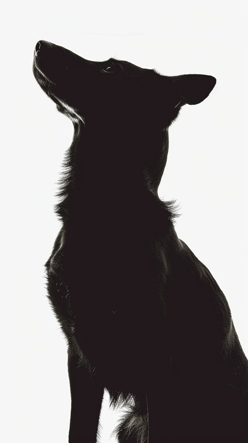 Dog, solid color silhouette, white background