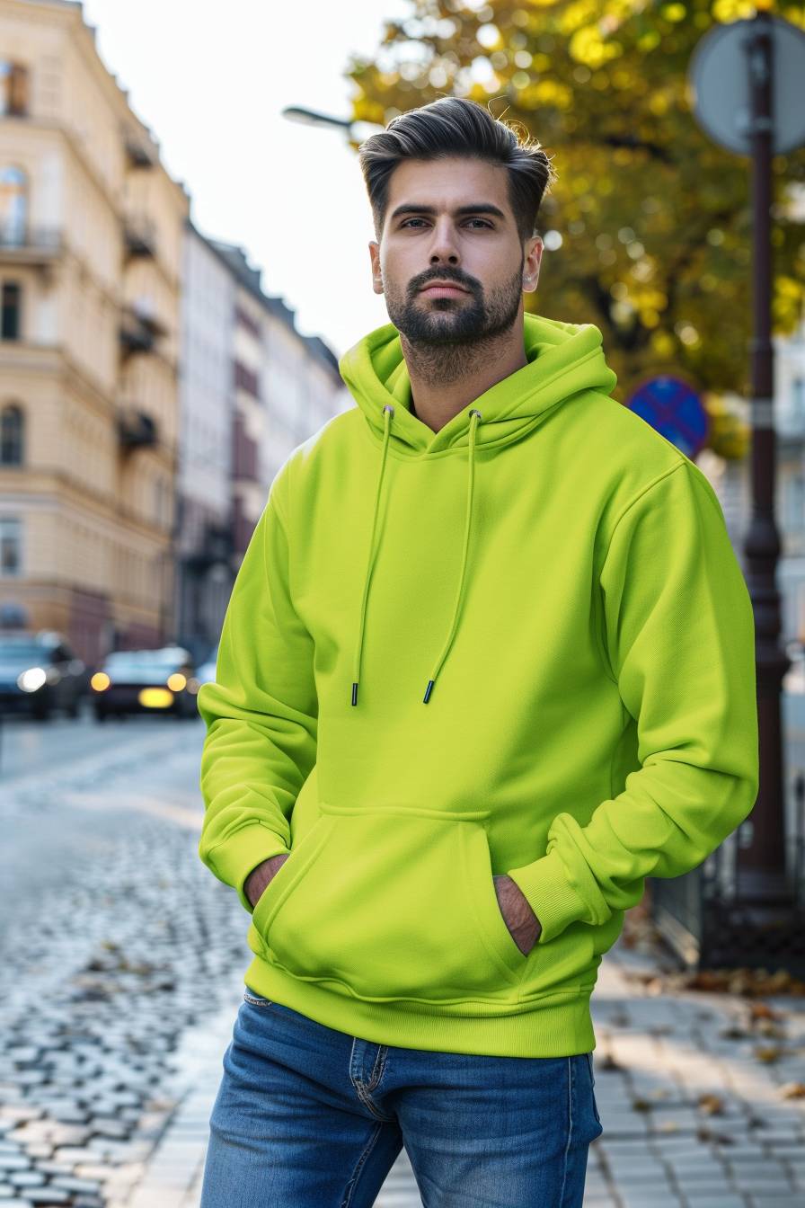 Bright green hoodie mockup