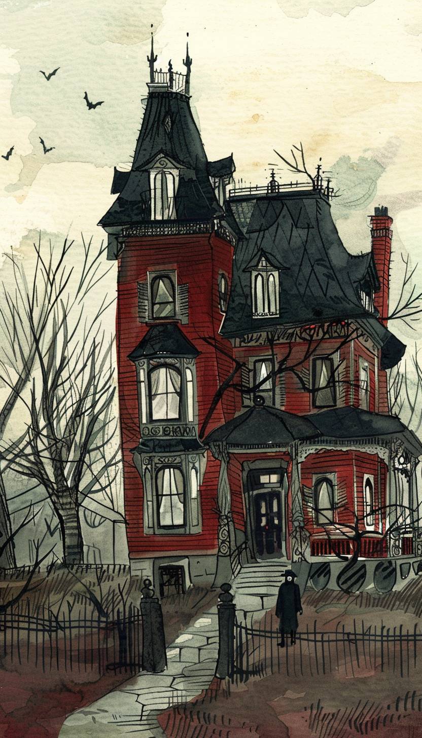 Gemma Correllのスタイルで、古い屋敷を彷徨うヴィクトリア朝時代の幽霊