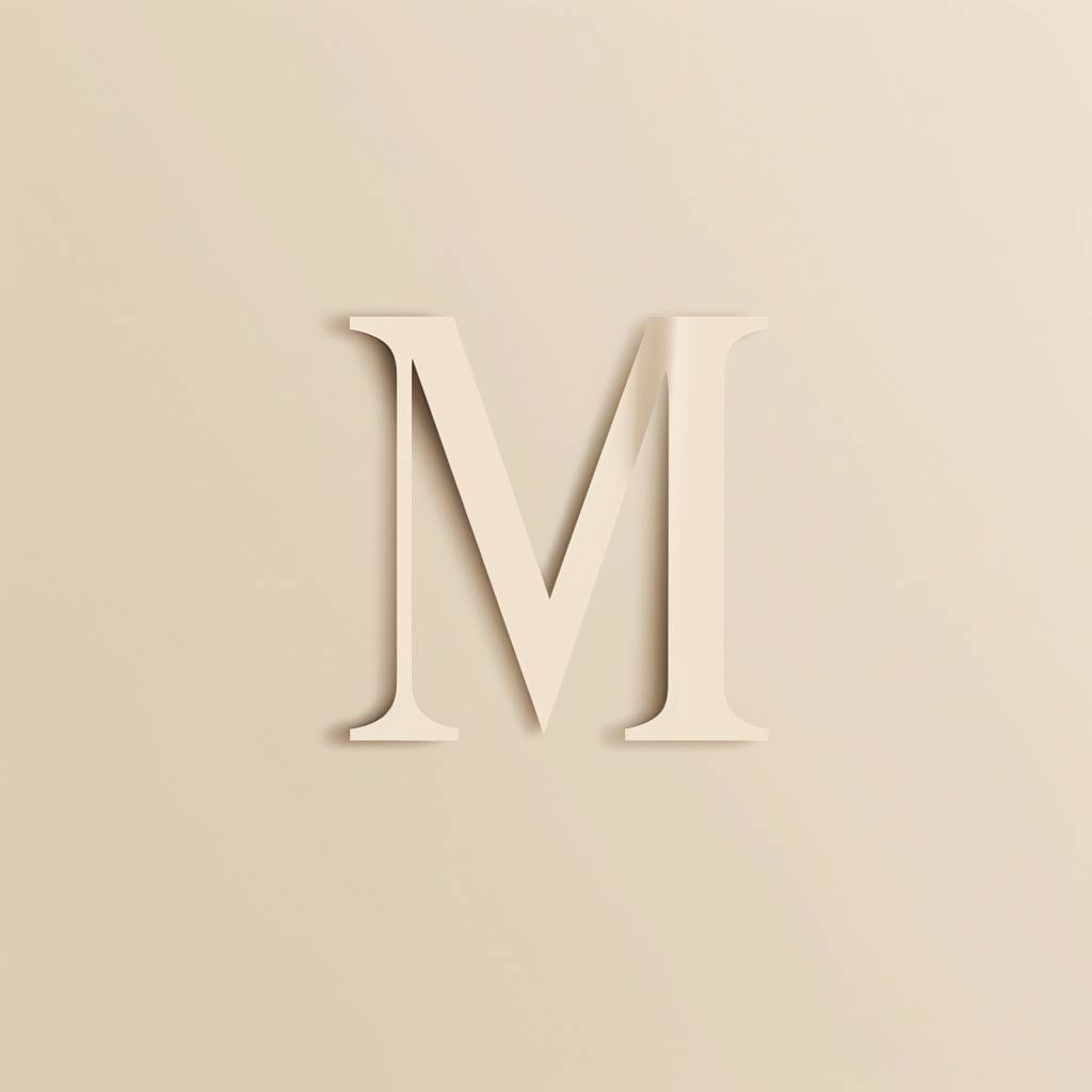 Minimalist letter M logo in cream style --v 6.0
