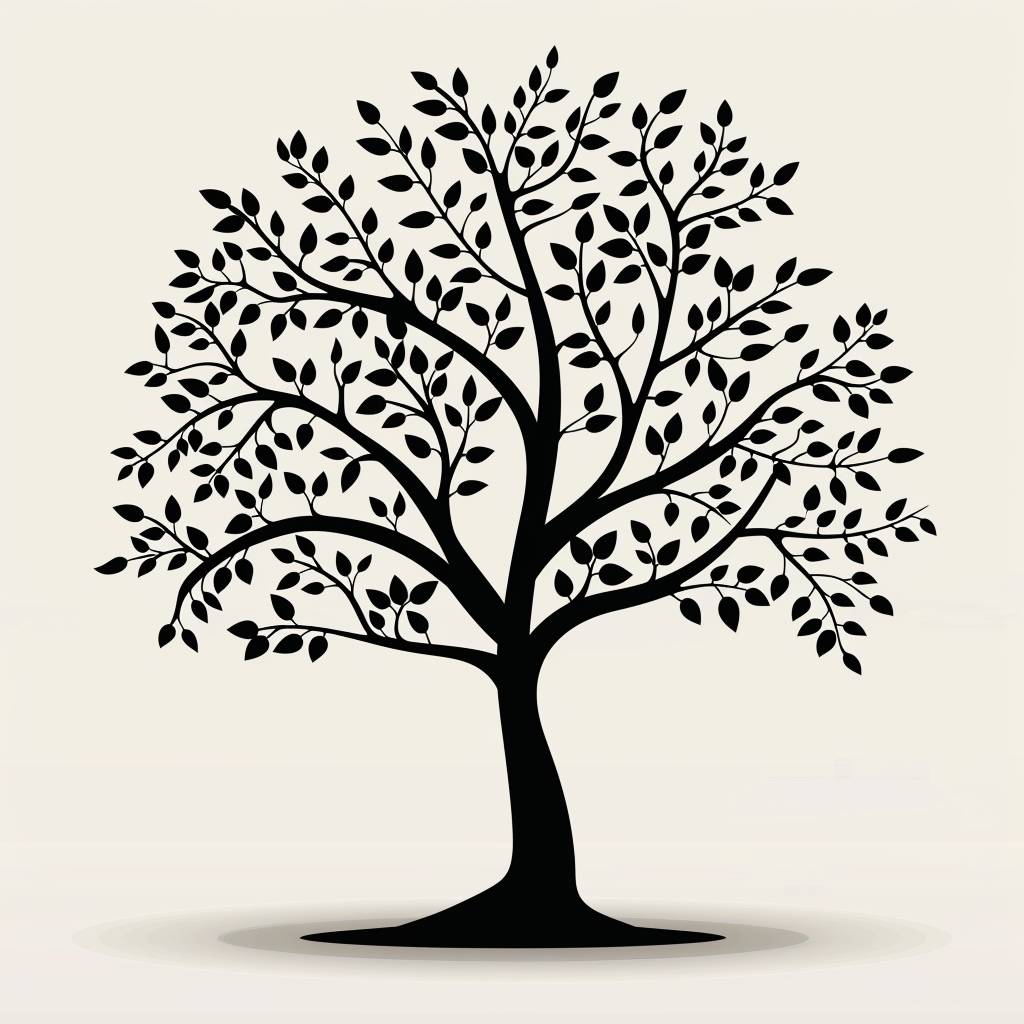 Simple black vector illustration of a family tree - no frames, furniture, mockup, text, typography, watermark, human, people