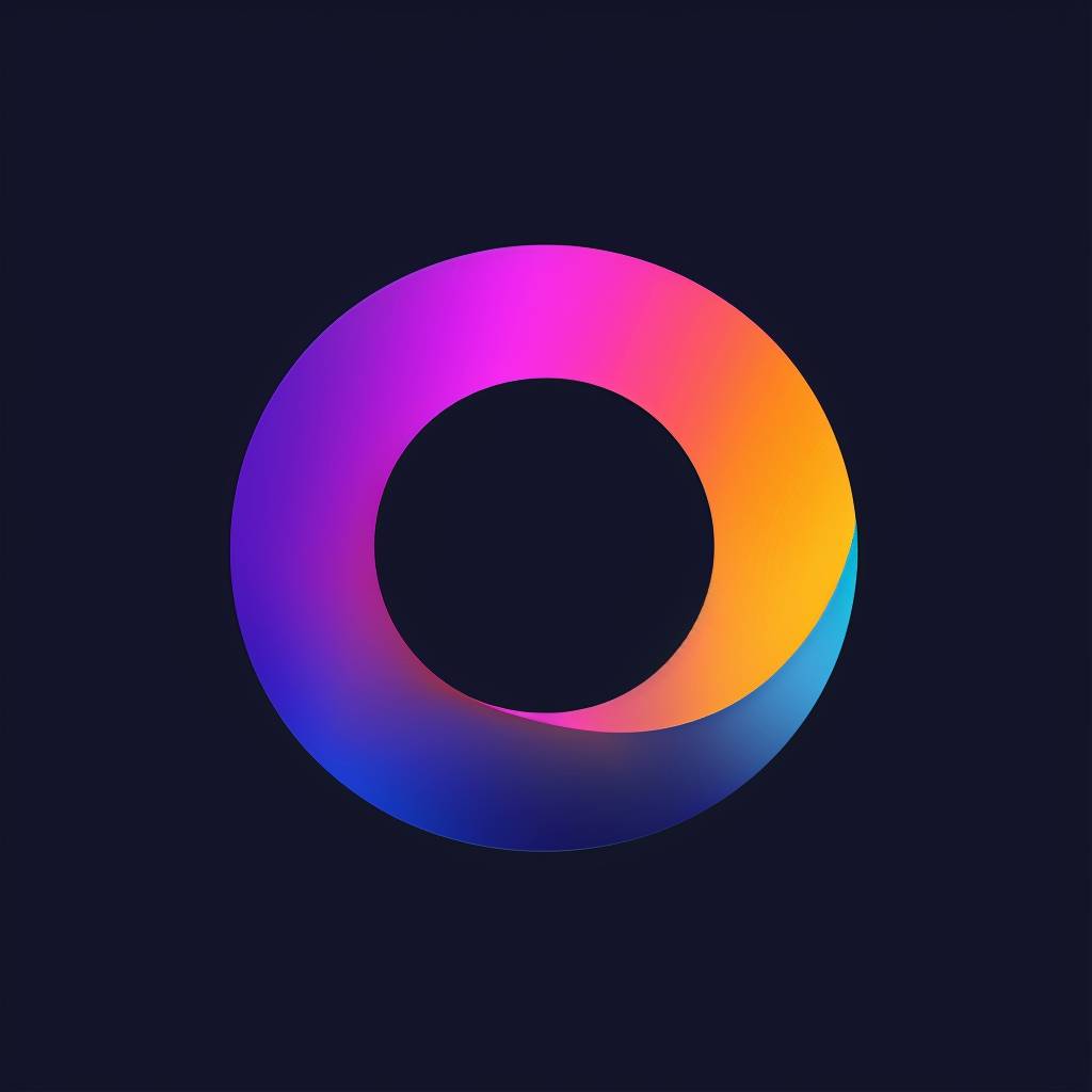 Flat minimal gradient colorful modern logo symbol, letter O, no background