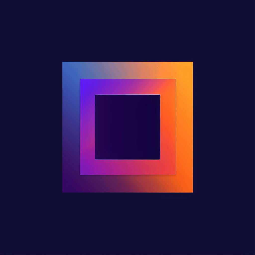 イワン・チェルマイエフによるシンプルでミニマルな青紫オレンジグラデーションの正方形フラットベクトルロゴ