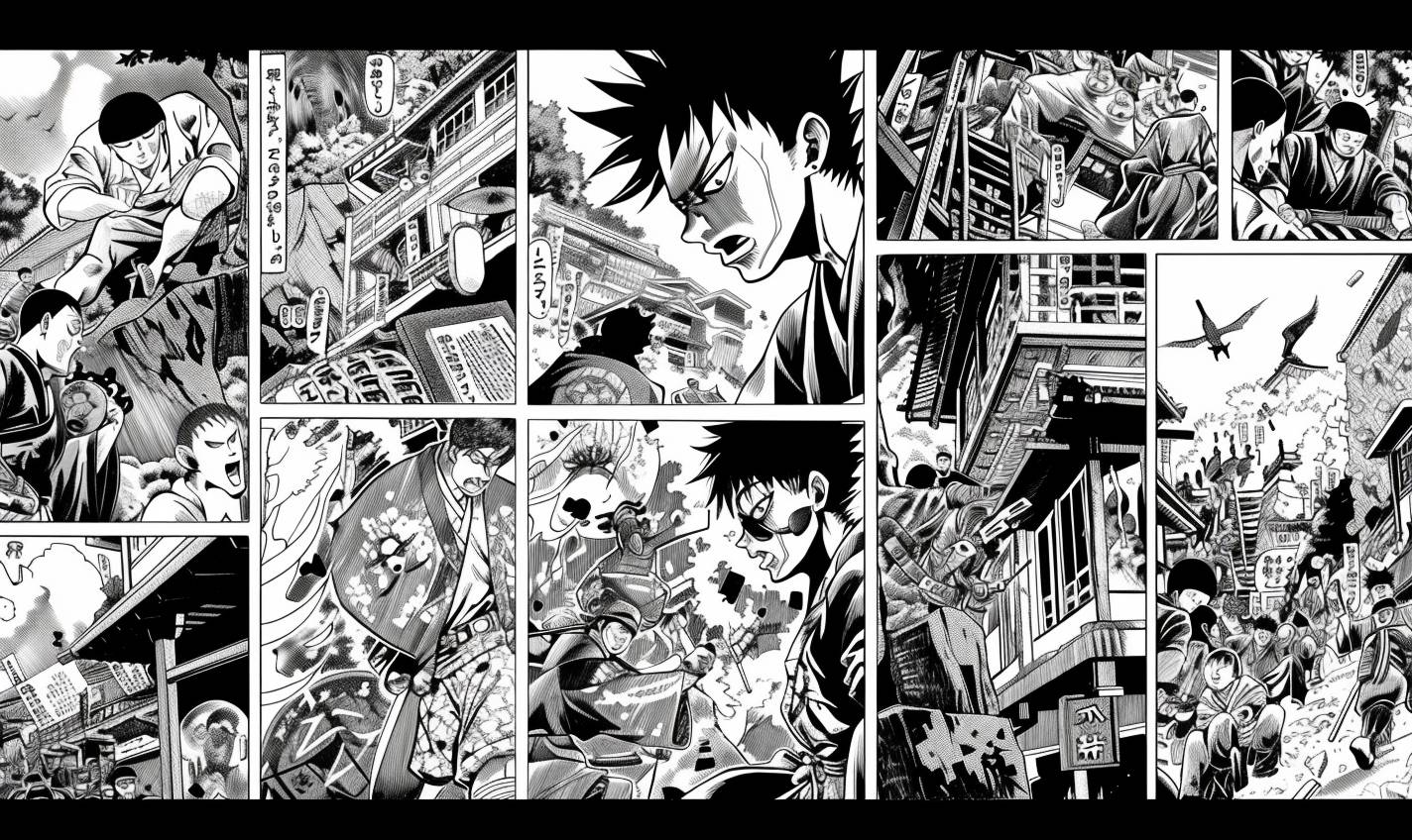 Scan of a Shonen Jump manga page, the panels show scenes of [character description and color element], a black and white vintage Japanese comic.