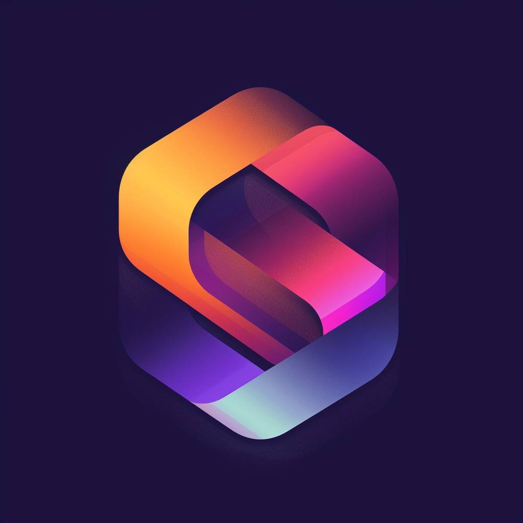Hi-tech company logo with minimalistic design elements and colorful gradients