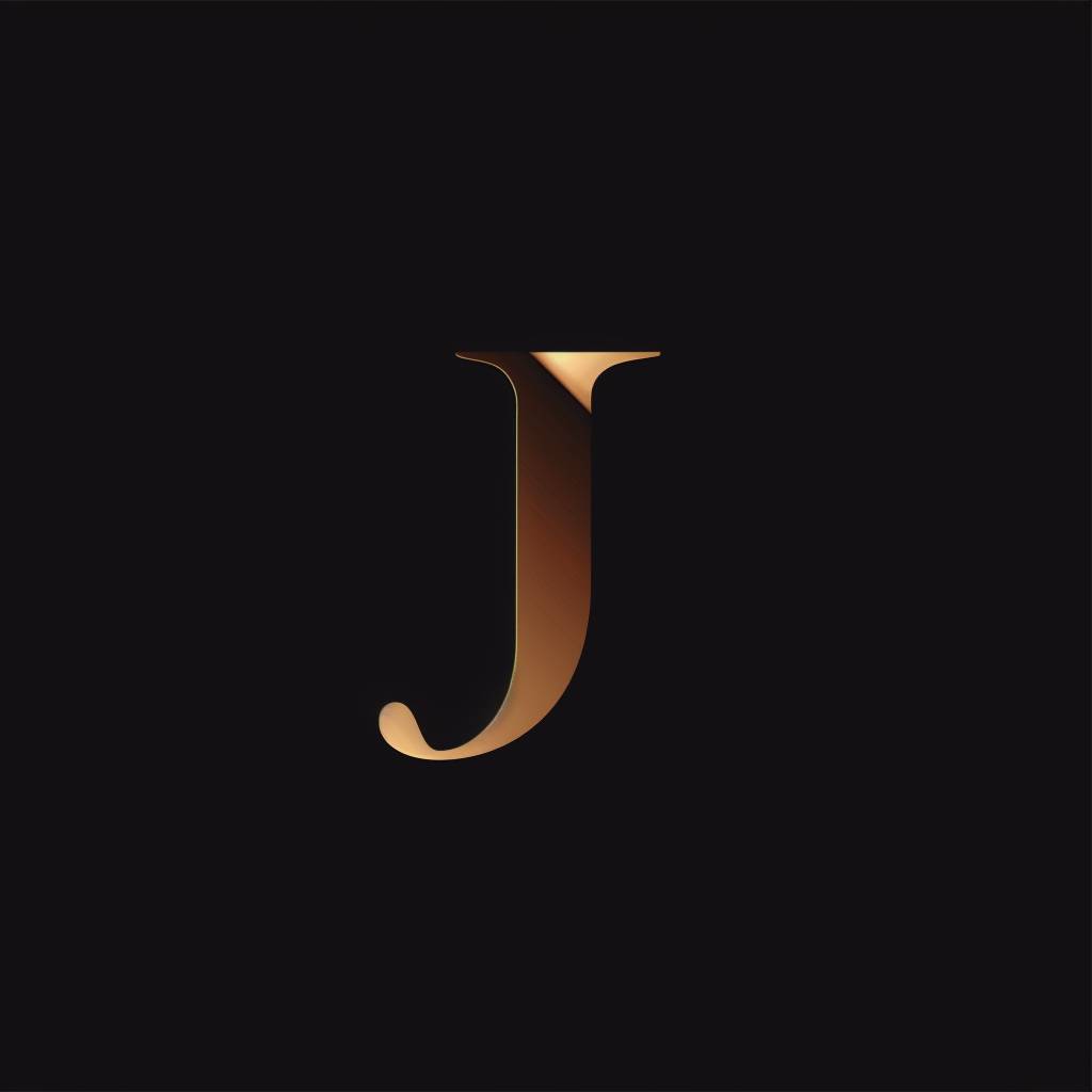 Typography logo, minimalist, sharp, double letter J