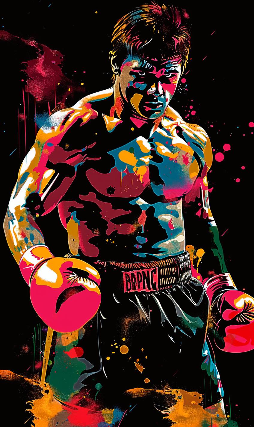 T-shirt vector, Rocky Balboa graphic, vivid colors, detailed