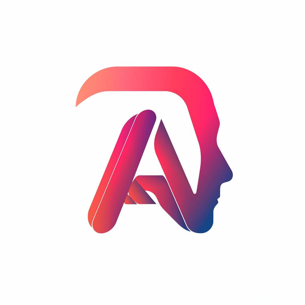 Modern minimalistic logo with gradient colors, leading red on white background. Represent AI, Automation, Chat