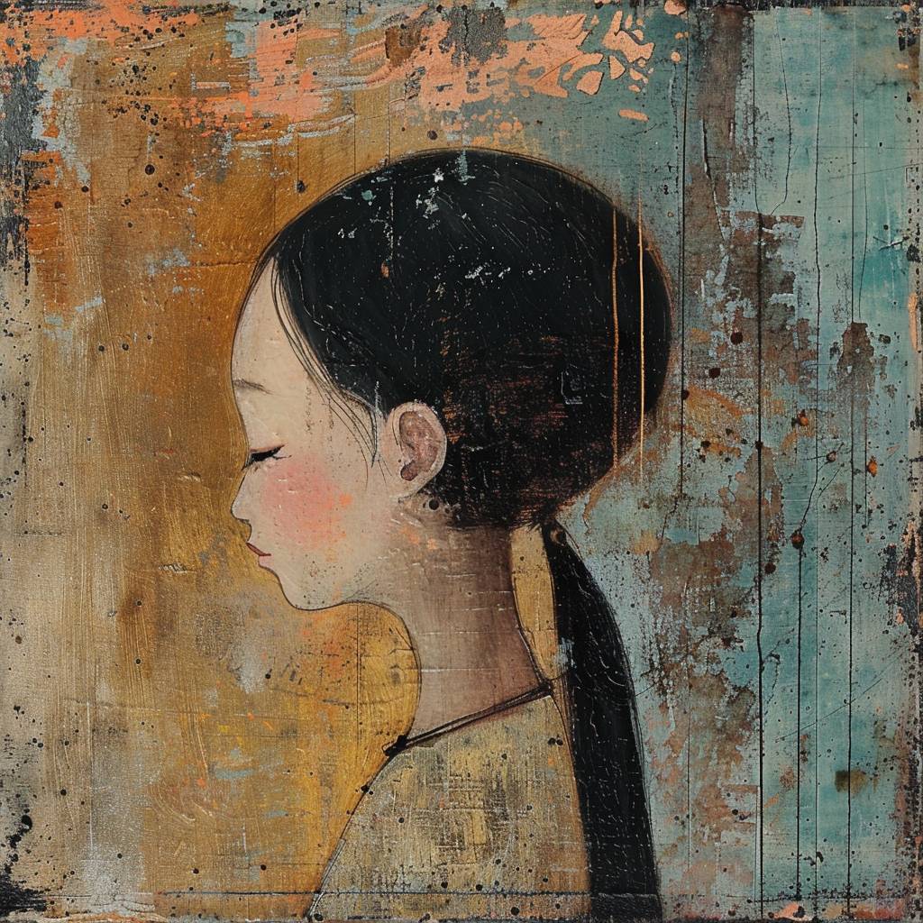 Side view, a beautiful Chinese girl's face, by SAM TOFT