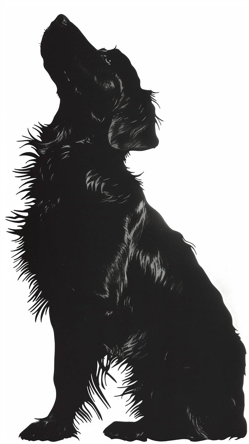 Dog, solid color silhouette, white background