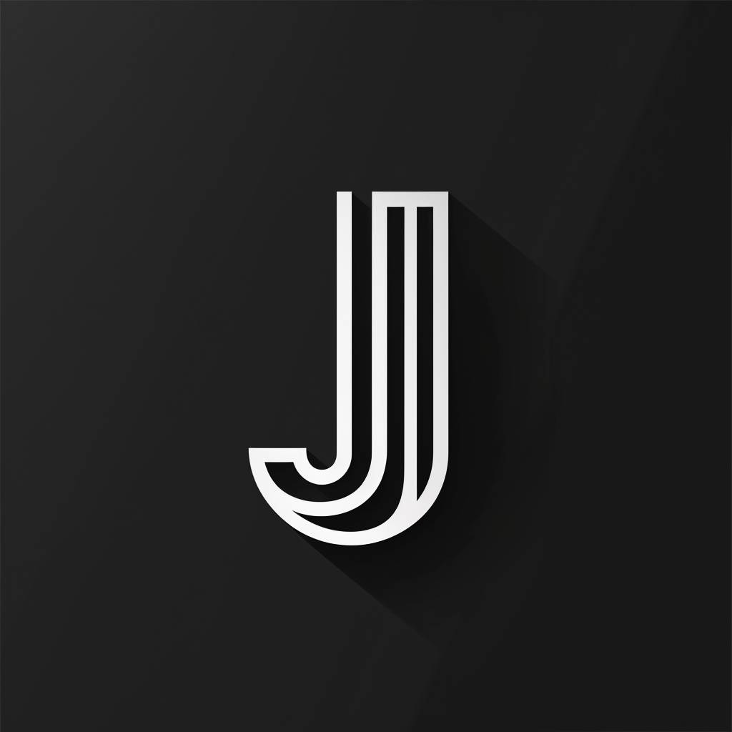 Typography logo, minimalist, sharp, double letter J