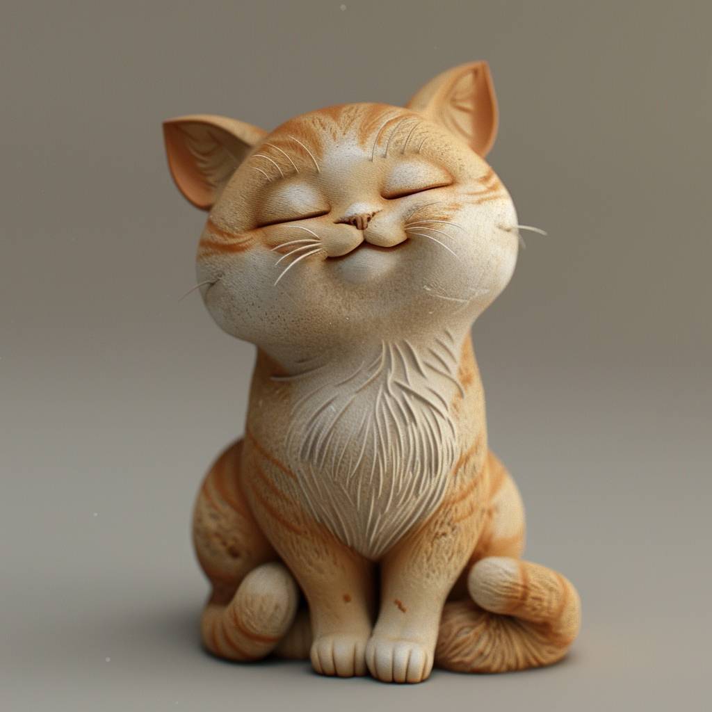 かわいい猫、3Dクレイ素材