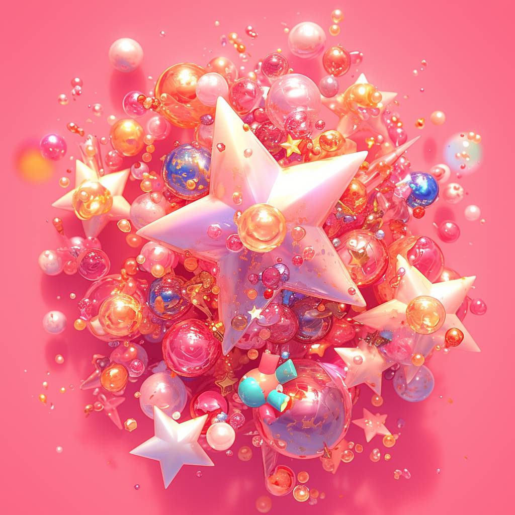 Star Art Group (Stars), Surreal Pop, Candy Core, Eve Bunchu, Shiny/Glossy, Soft Focus, in the style of rendered in cinema4d, party kei, salon kei, y2k, Hallyu rendering style Star Art Group (Stars), Surreal Pop, Candy Core, Eve Bunchu, Shiny/Glossy, Soft Focus, rendered in Cinema4d, party kei, salon kei, y2k, in the aspect ratio of 2:3 --niji 6