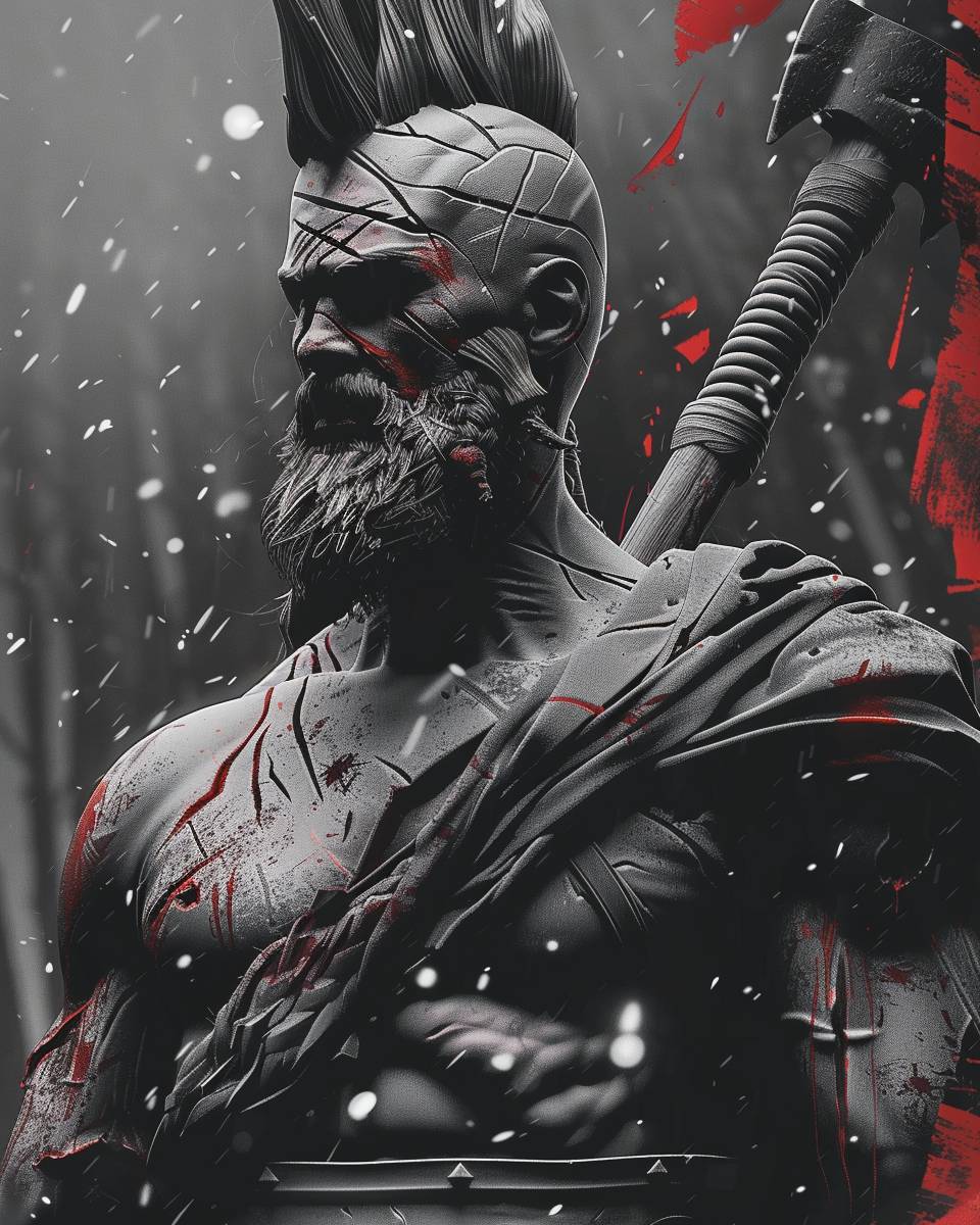 Viking Warrior, abrasive authenticity, ambient occlusion, strong visual flow