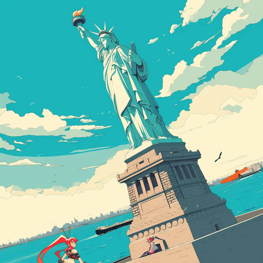 Statue of Liberty in Gurren Lagann style