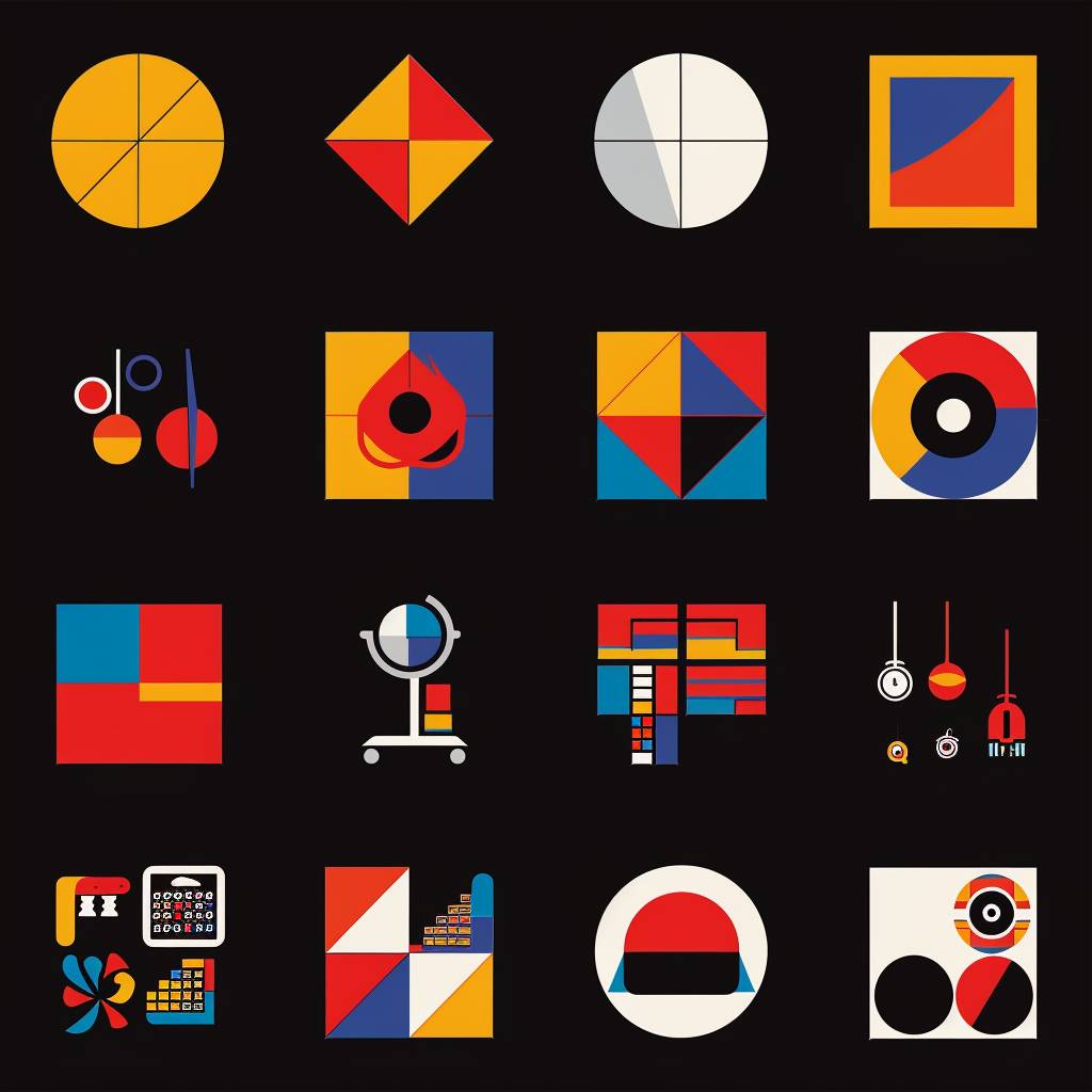 Massimo Vignelli's design of vector icons set for marketing agency - version 6.0
