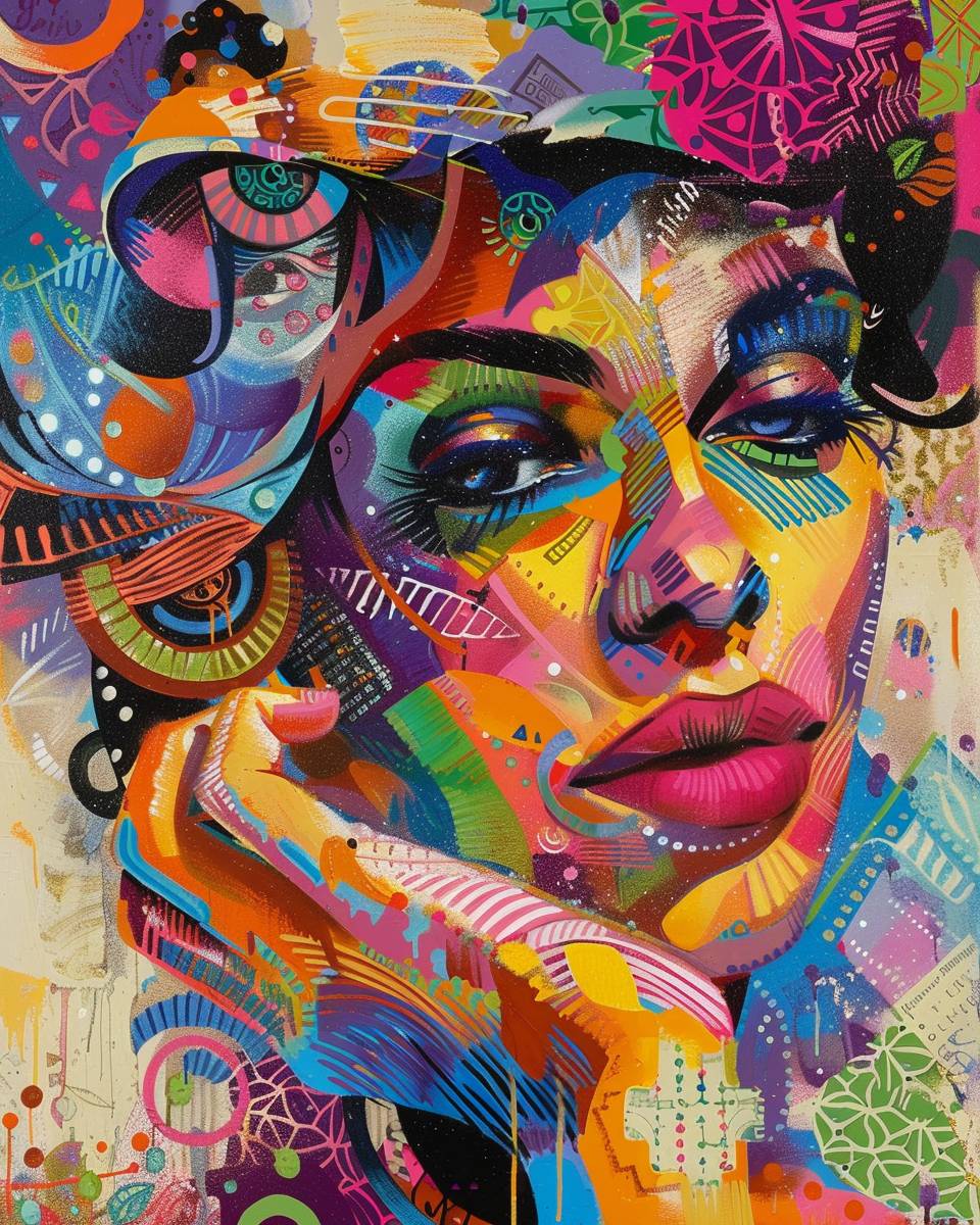Superfragalisticexpialidocious woman, colorful funk art